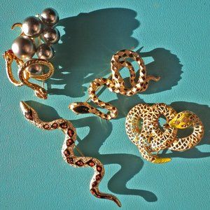 BROOCHES PINS FOUR SNAKE Fine